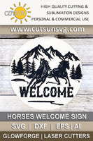Running horses door hanger SVG Wild horses welcome sign SVG Farmhouse door hanger svg Glowforge SVG Laser cut file Cricut svg Silhouette svg