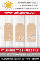 Valentine's day tags SVG cut file for use with laser cutters or Cricut / Silhouette craft cutting machines