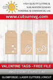 Valentine's day tags SVG cut file for use with laser cutters or Cricut / Silhouette craft cutting machines
