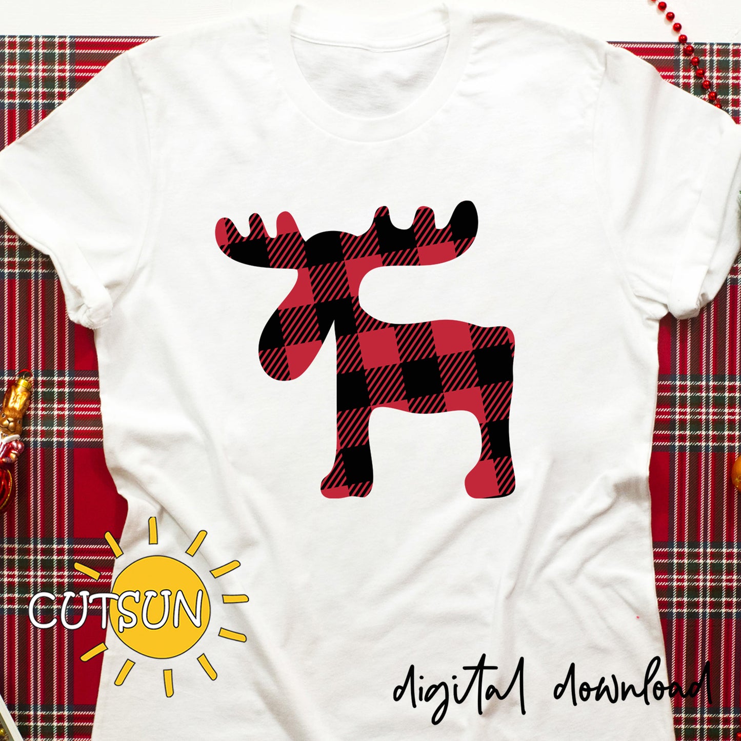 Reindeer Plaid SVG | Deer Buffalo plaid svg | Deer svg