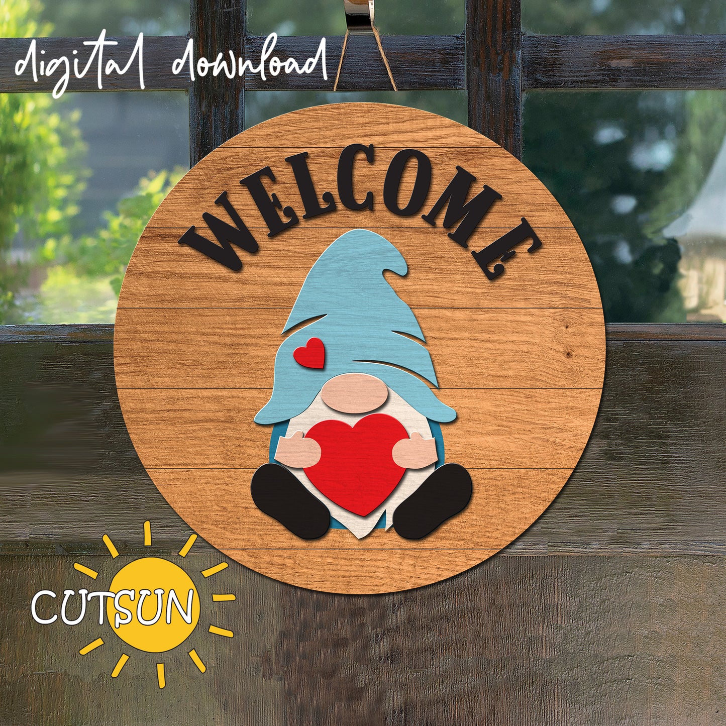Bring sweet Valentine vibes to your home with this charming Valentine Gnome door hanger SVG – the perfect welcome sign for your front door or cozy Valentine decor projects.