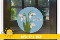 Spring welcome sign with three snowdrops SVG digital download