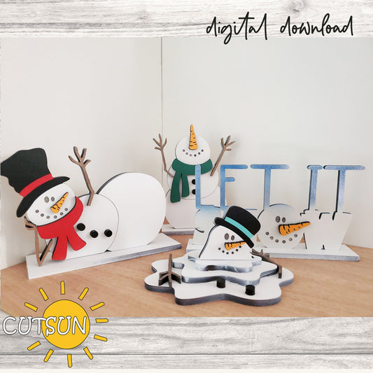 Snowman Shelf sitters SVG | Let it snow shelf sitters SVG | Christmas decor | Winter decor | Glowforge svg | Laser cut file
