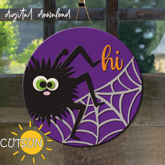 Spider door hanger SVG | Halloween door hanger SVG - laser cut file | Cricut SVG