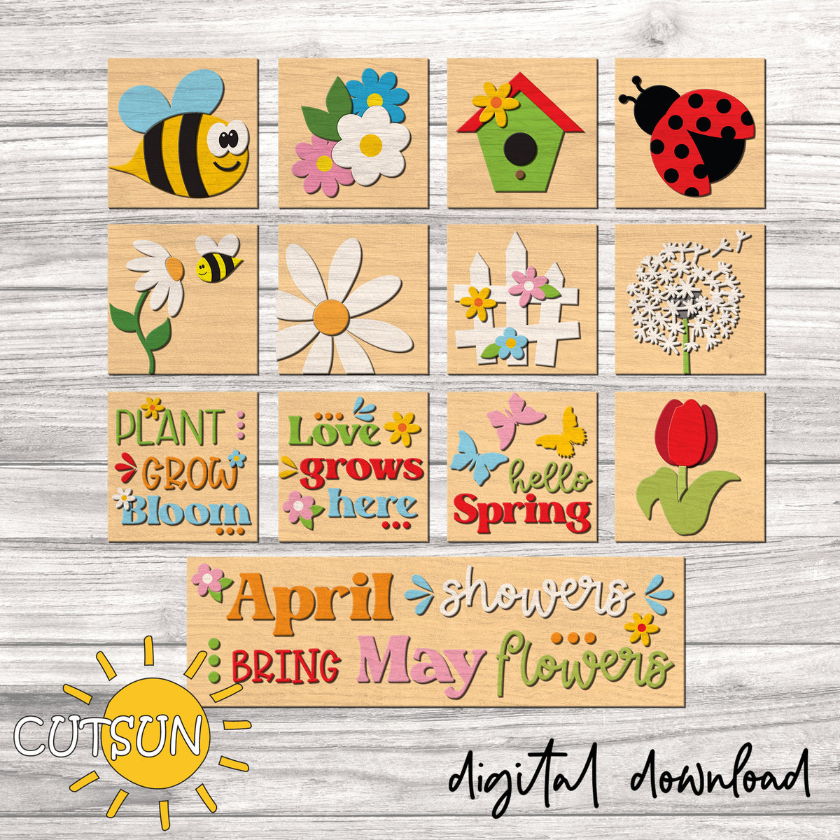 Spring Leaning Signs SVG | Interchangeable Tiered Tray and Ladder Sign ...