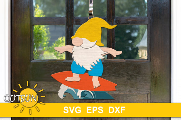 Surfing gnome door hanger SVG