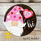 Interchangeable Round Gnome door hanger SVG Valentines day Add-on Gnome Hi Door hanger svg Glowforge SVG Laser cut file