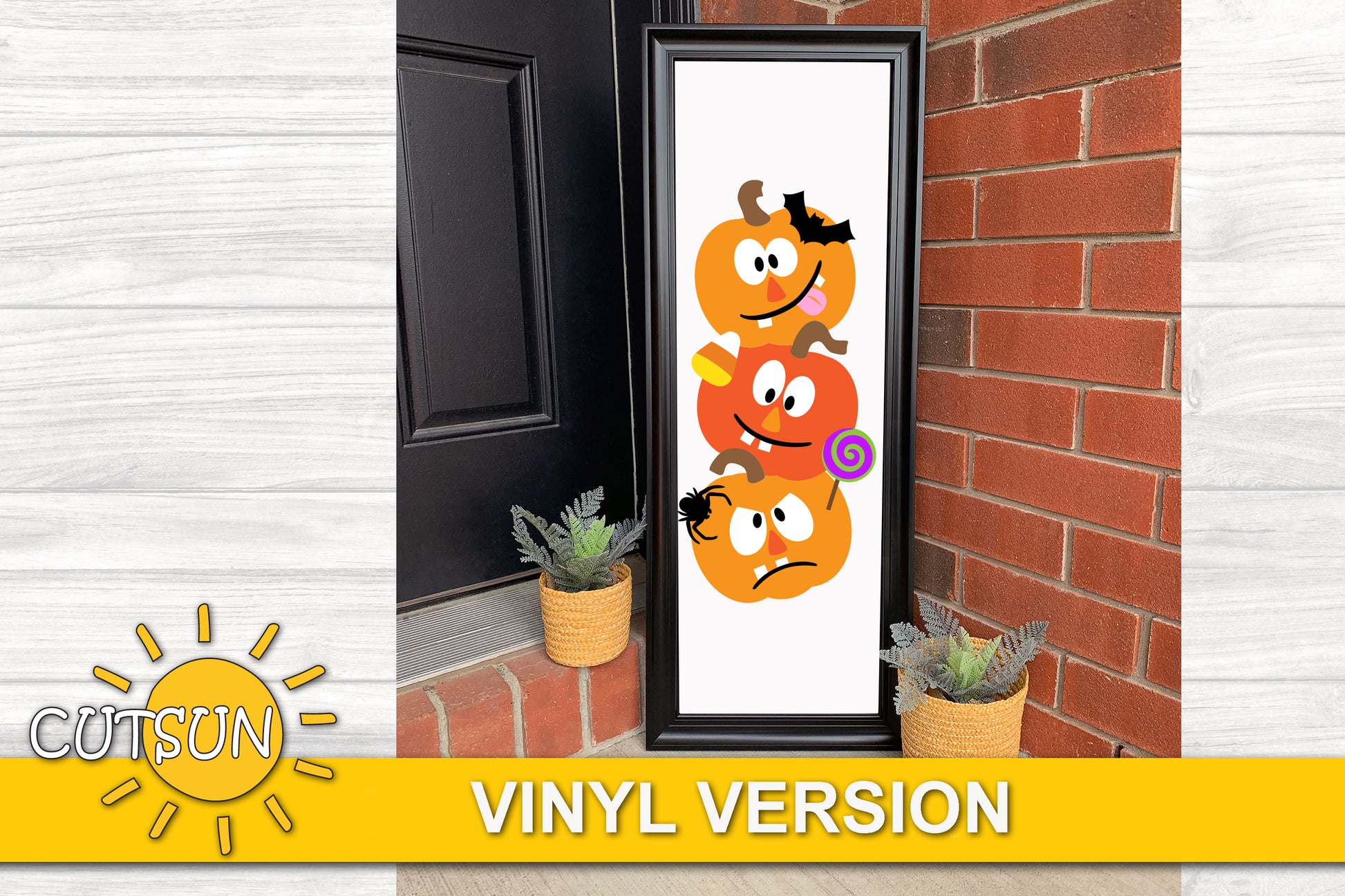 Funny Halloween pumpkins door hanger SVG
