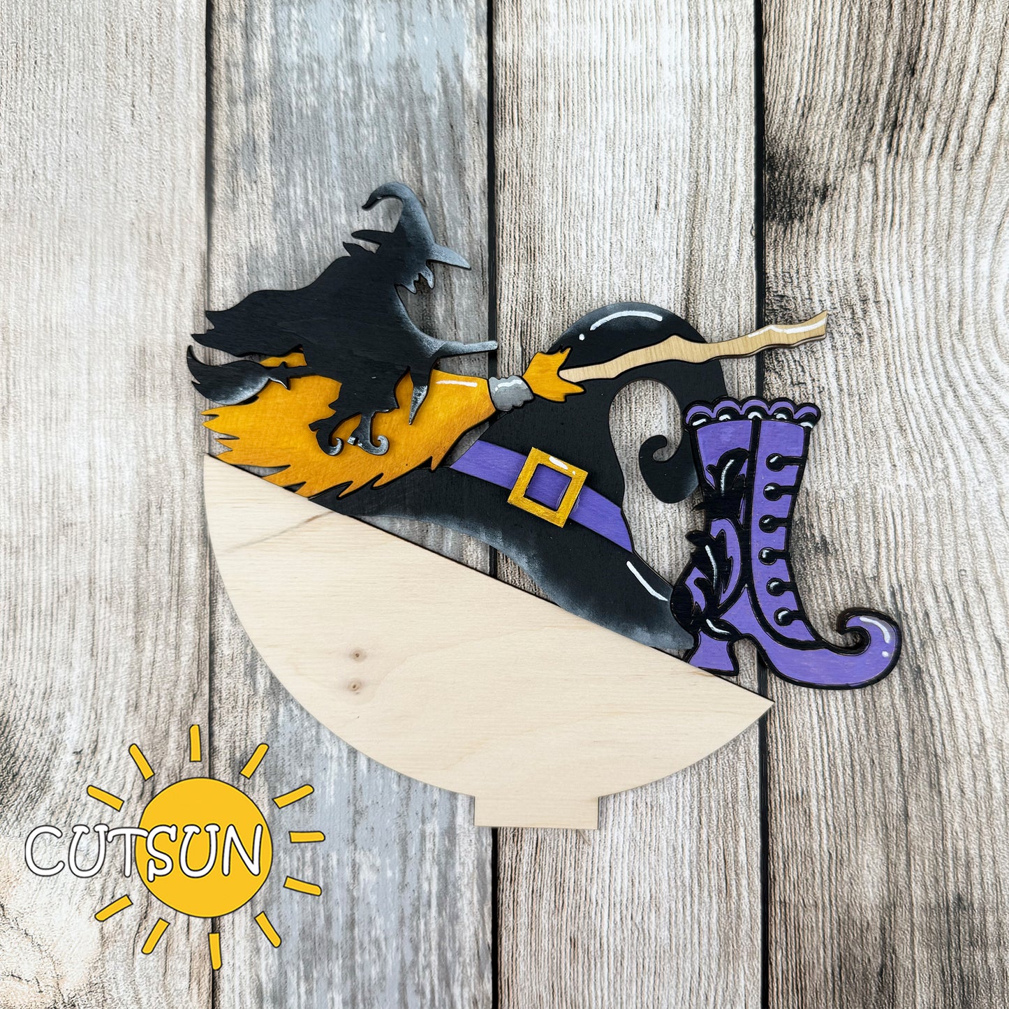 Witch Add-On for Upside Down Umbrella Shelf Sitter – Halloween SVG File for Laser Cutting & Fall Home Decor