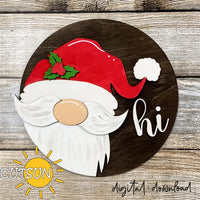 Interchangeable Round Gnome door hanger SVG Christmas Add-on Gnome Hi Door hanger svg Glowforge SVG Laser cut file