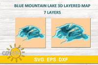 3D Layered Blue Mountain Lake Map SVG