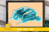 3D Layered Blue Mountain Lake Map SVG