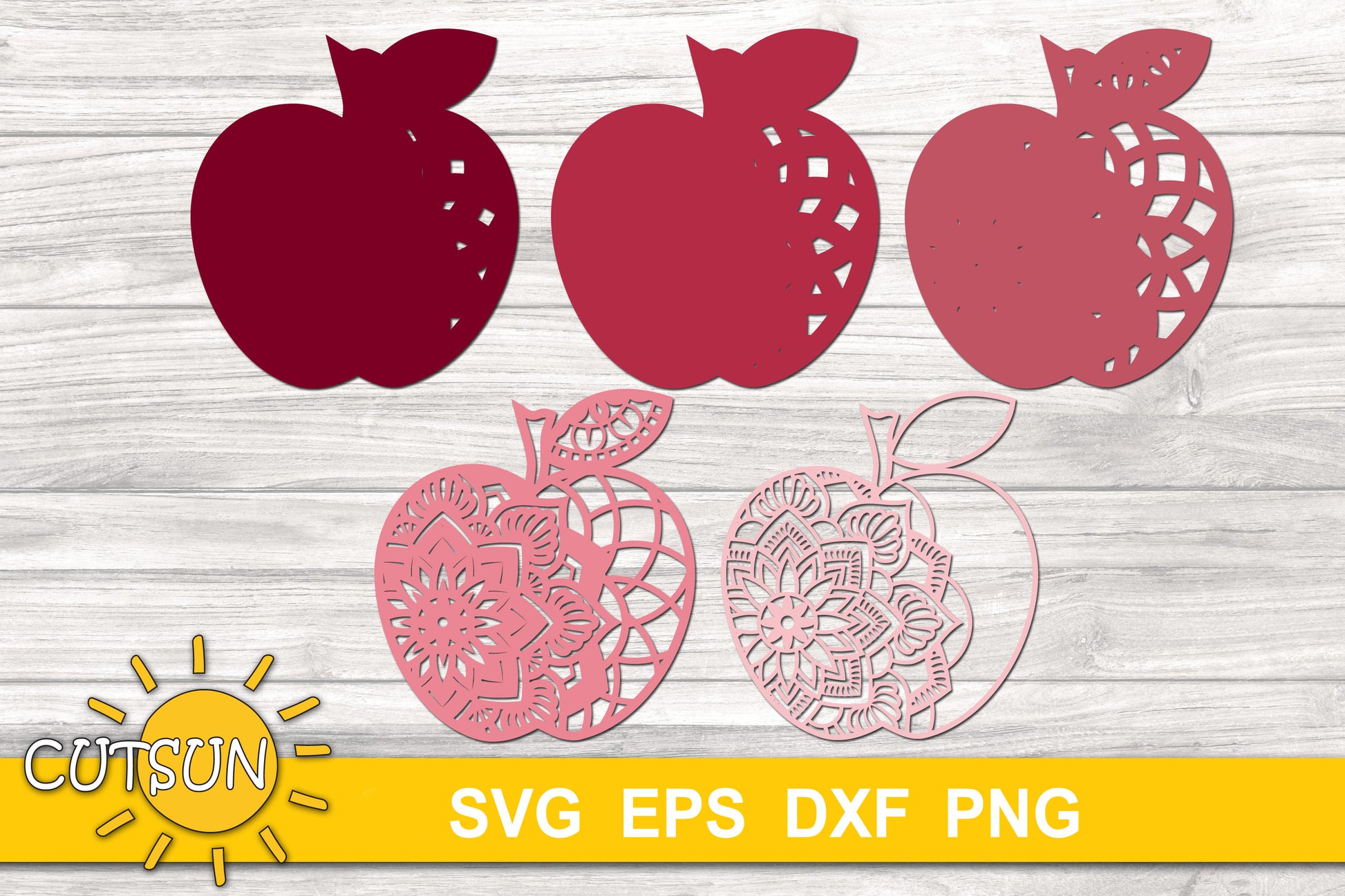 3D Layered Apple mandala SVG