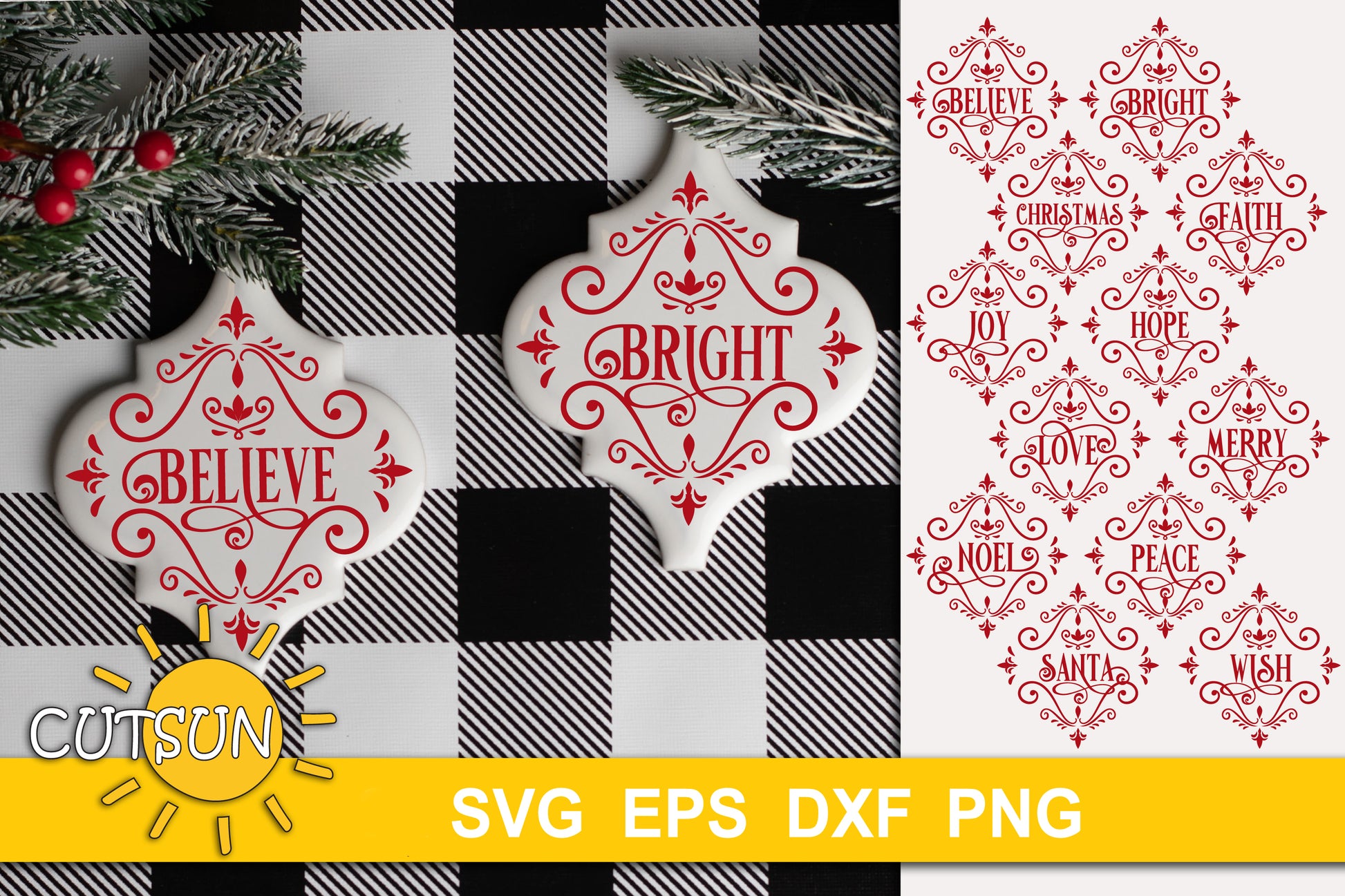 Arabesque Tile Christmas Words