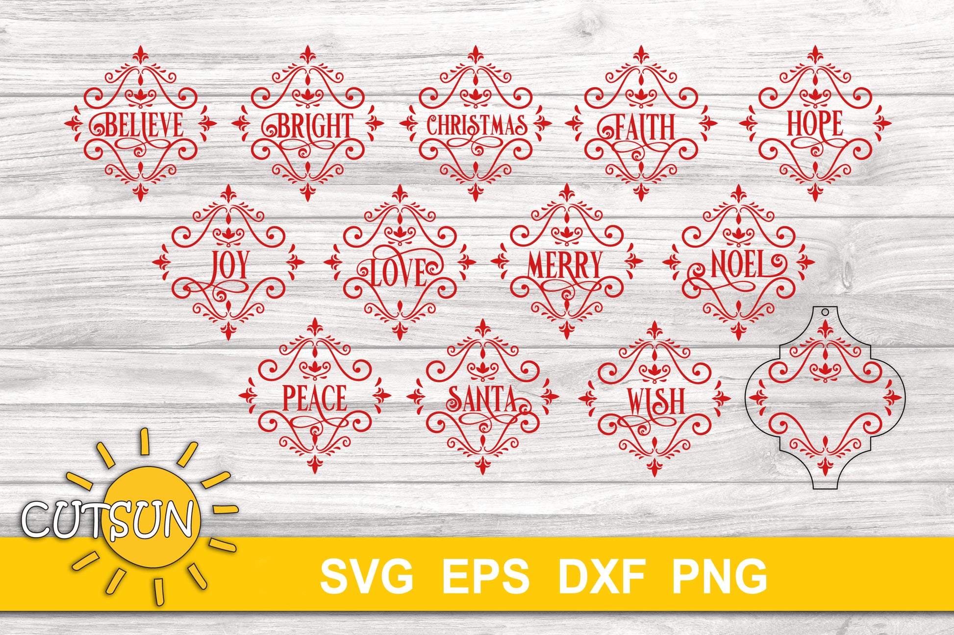 Arabesque Tile Christmas Words