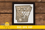 3D Layered Arkansas state Mandala SVG - 5 layers