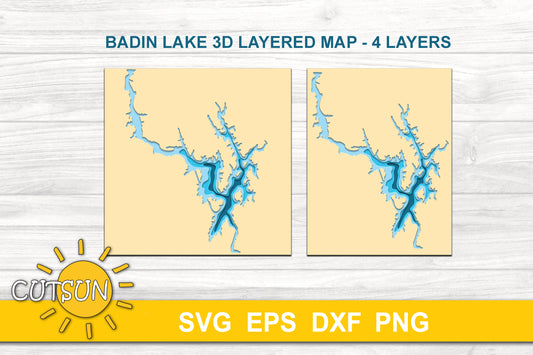 3D Layered Badin Lake depth map - 4 layers