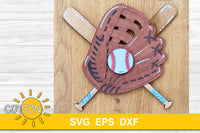 Baseball Glove and Bats Laser Cut Door Hanger SVG