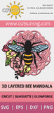 3D Layered Bee Mandala cut file  - 9 layers