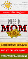 Blessed Mom Buffalo plaid Sunflowers sublimation