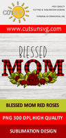 Blessed Mom Red roses and buffalo plaid