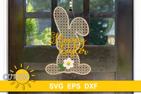 Easter Bunny door hanger SVG | Easter Bunny Rattan cane door hanger SVG | Hoppy Easter Door hanger SVG | Glowforge SVG | Laser cut SVG