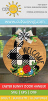 Buffalo Plaid Easter Bunny Door hanger | Easter Bunny Welcome sign svg
