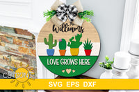 Valentines Day Door Hanger SVG | Cactus Love Grows Here Door hanger SVG