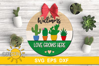 Valentines Day Door Hanger SVG | Cactus Love Grows Here Door hanger SVG