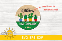 Valentines Day Door Hanger SVG | Cactus Love Grows Here Door hanger SVG