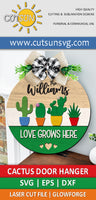 Valentines Day Door Hanger SVG | Cactus Love Grows Here Door hanger SVG