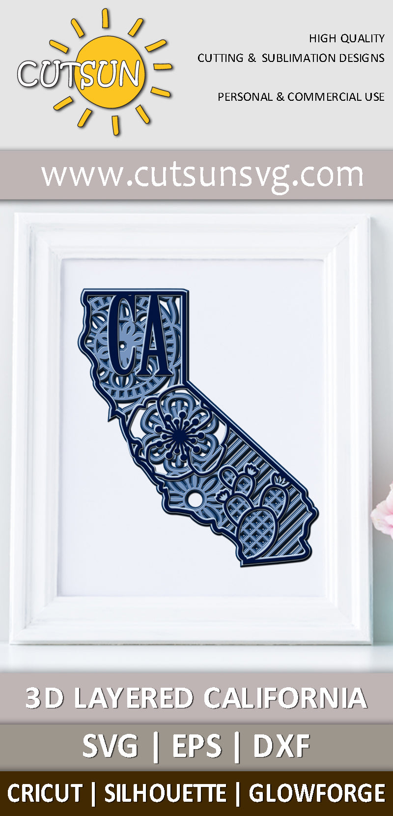 3D Layered California Mandala SVG