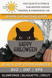 Black cat Halloween Door hanger SVG