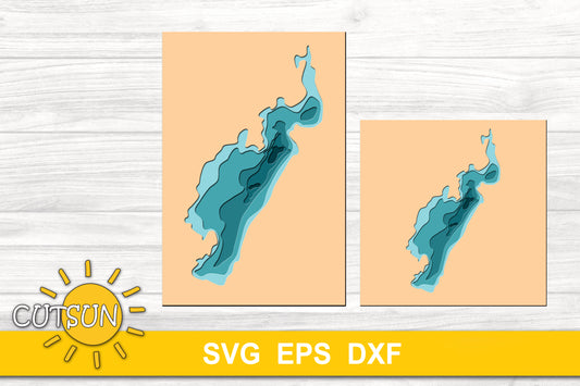 3D Layered Chicagon Lake Map SVG