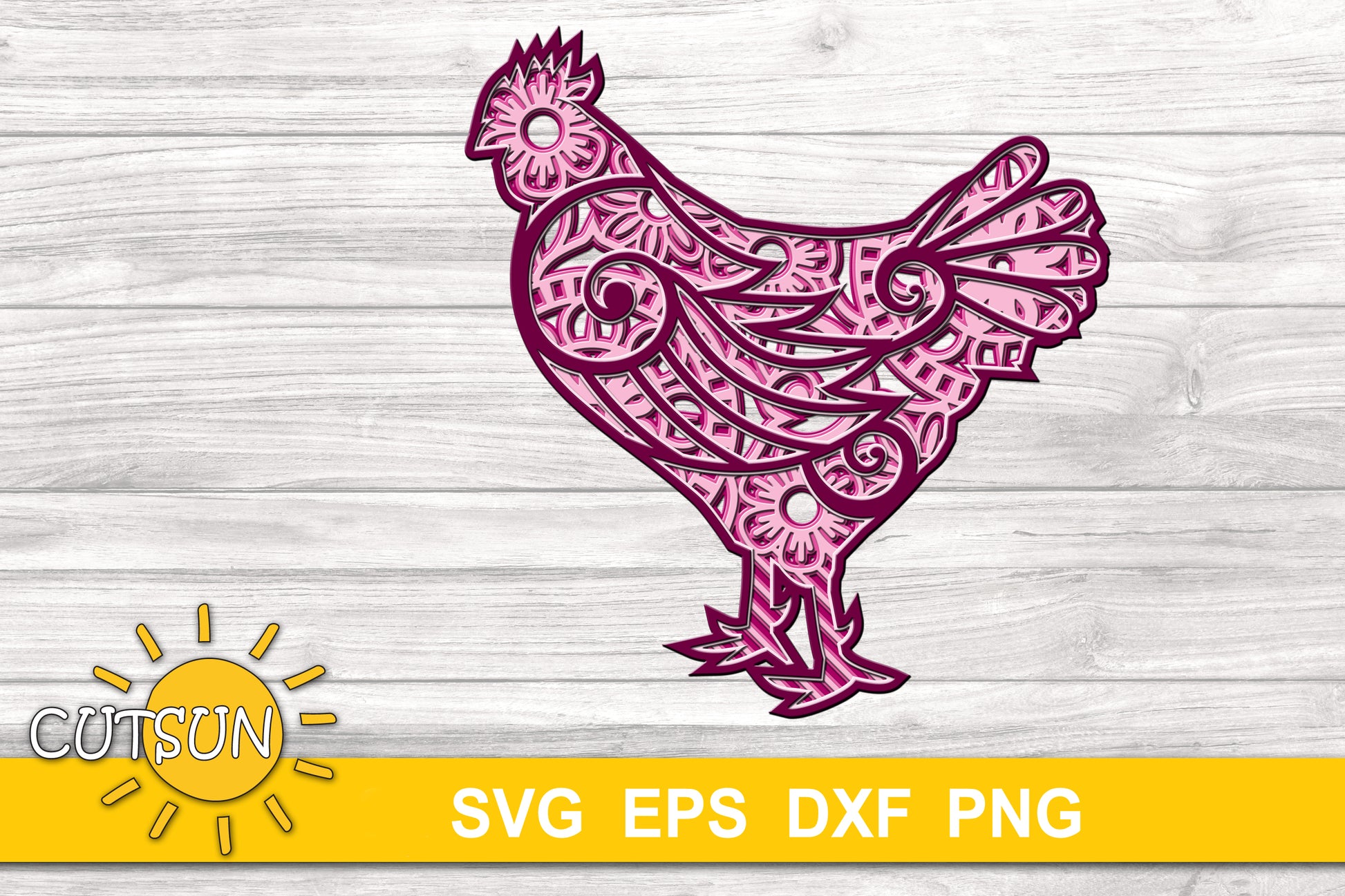 3D layered Chicken SVG
