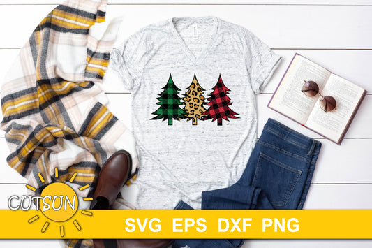 Christmas trees Buffalo Plaid and Leopard
