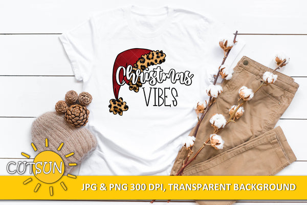 Christmas Vibes Santa Hat sublimation design download - Christmas PNG