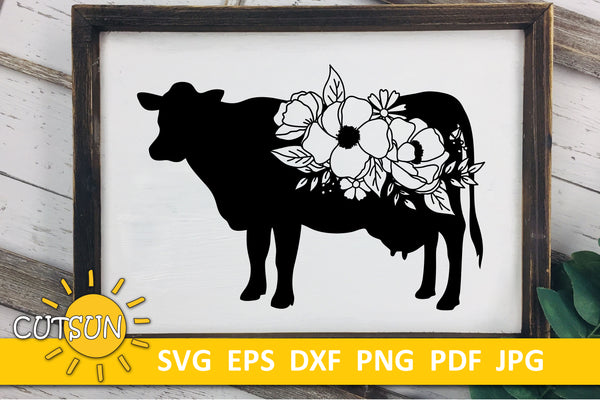 Floral Cow SVG