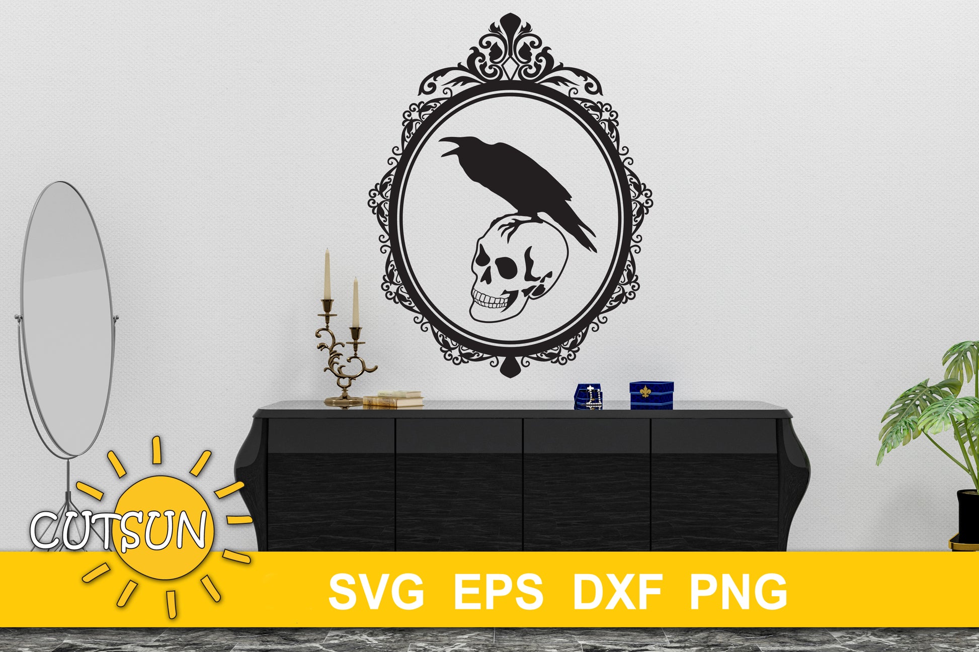 Raven and Skull SVG