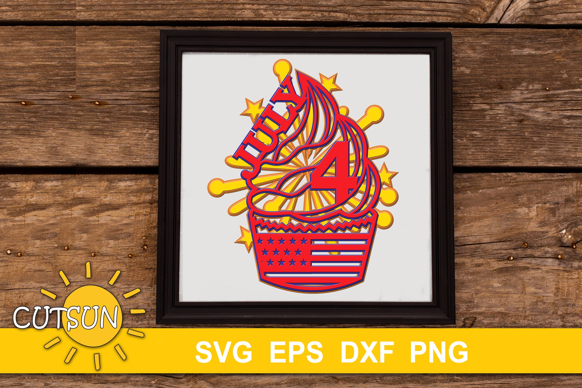 3D layered 4th of July SVG