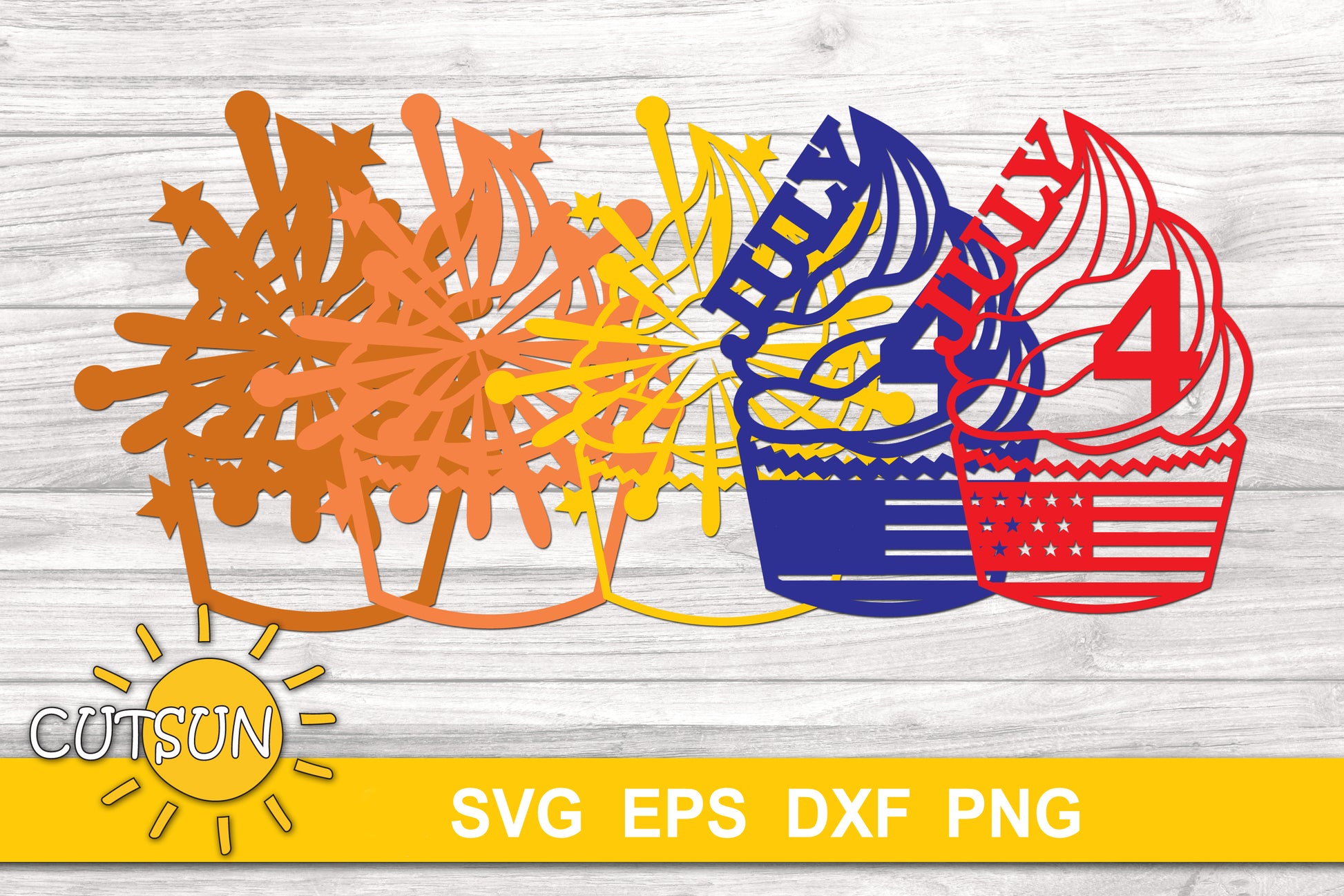 3D layered 4th of July SVG