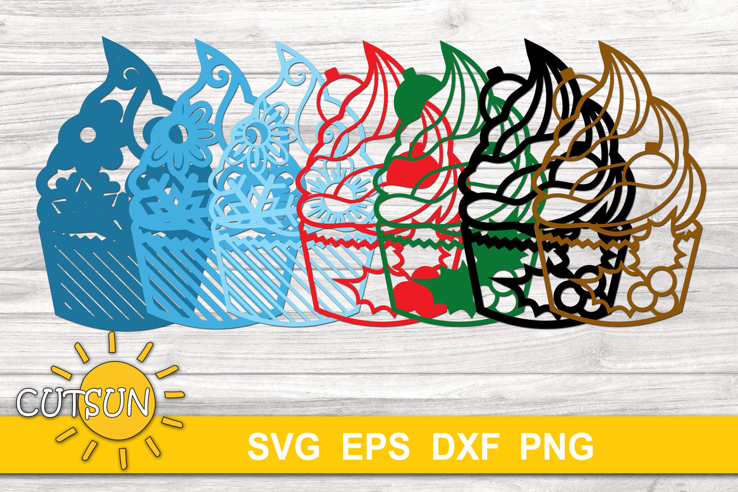 Christmas SVG | 3D Layered Cupcake Christmas Baubles SVG