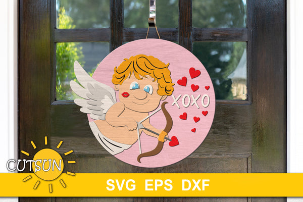 Cupid Valentine's day door hanger SVG