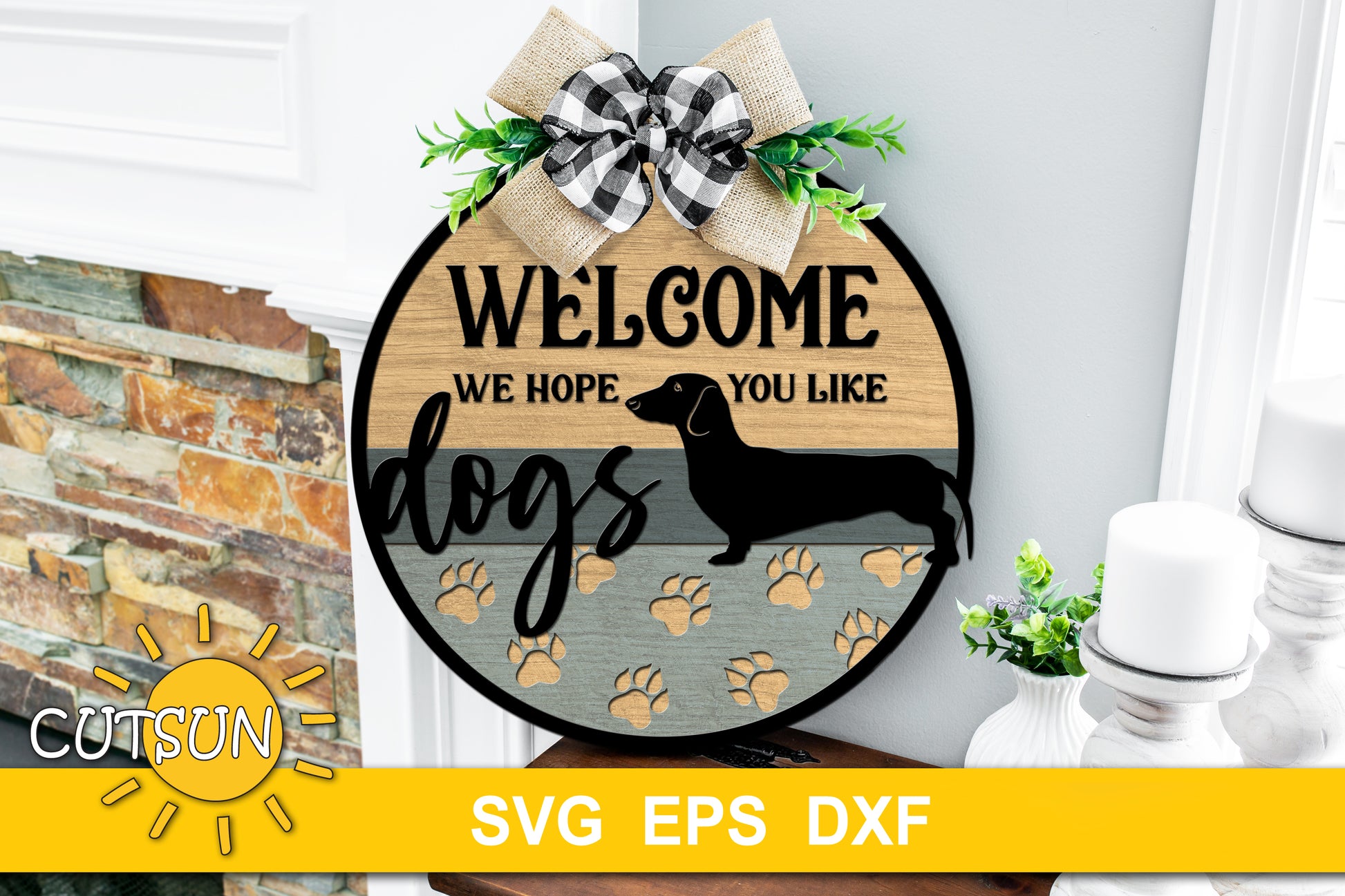 Dachshund Welcome sign SVG