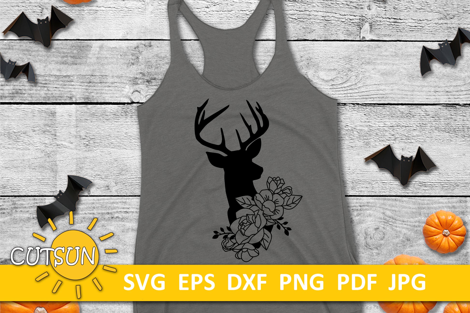 Floral Deer Head SVG