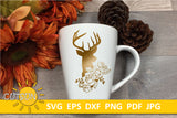 Floral Deer Head SVG