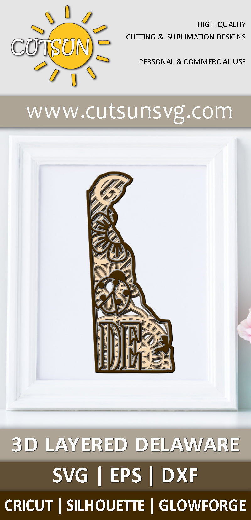 3D Layered Delaware Mandala SVG