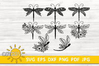 Dragonfly SVG Bundle | Zentangle Dragonfly SVG | Floral Dragonfly SVG