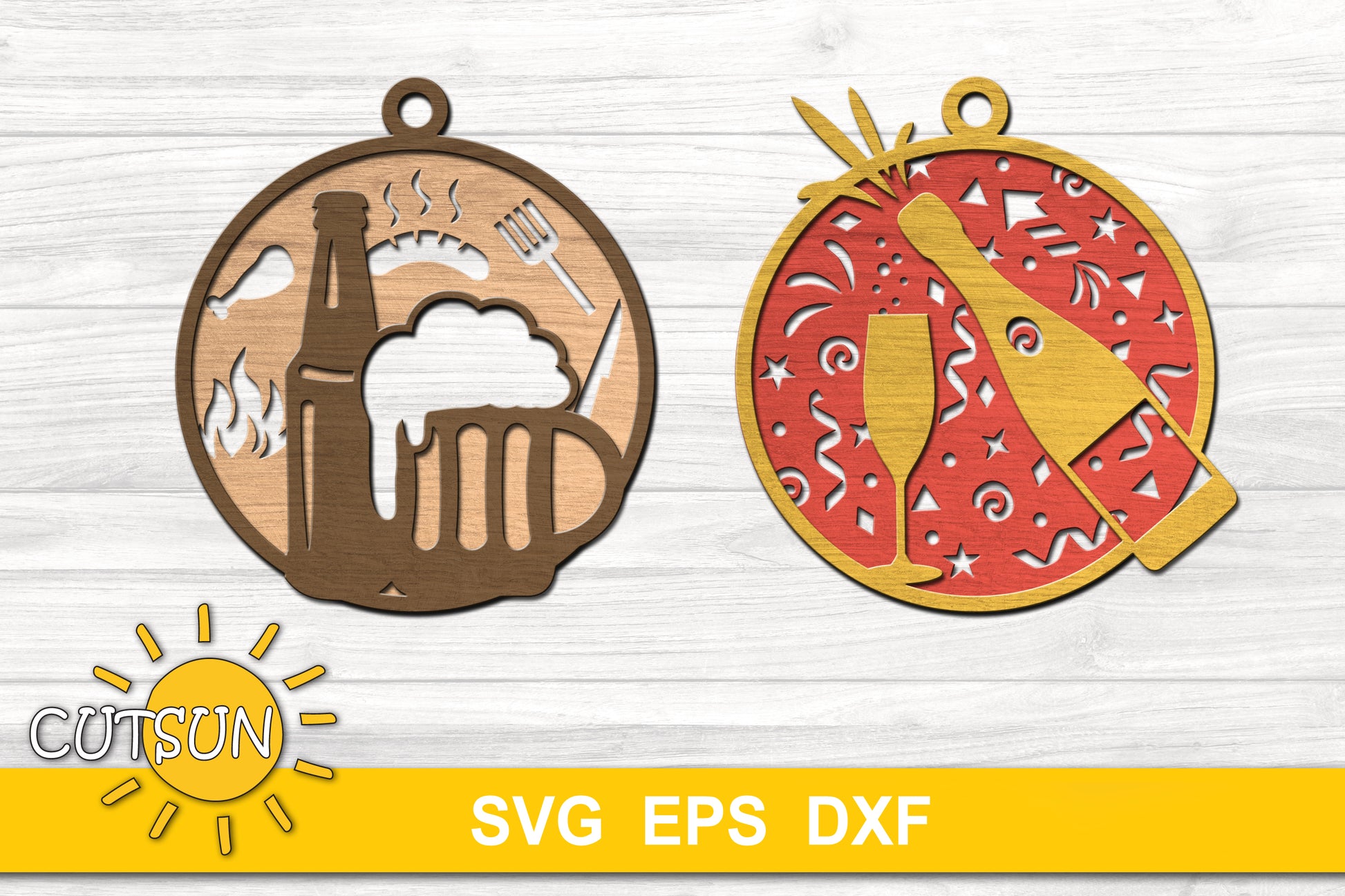 Drinks and Cocktails Christmas ornaments SVG bundle