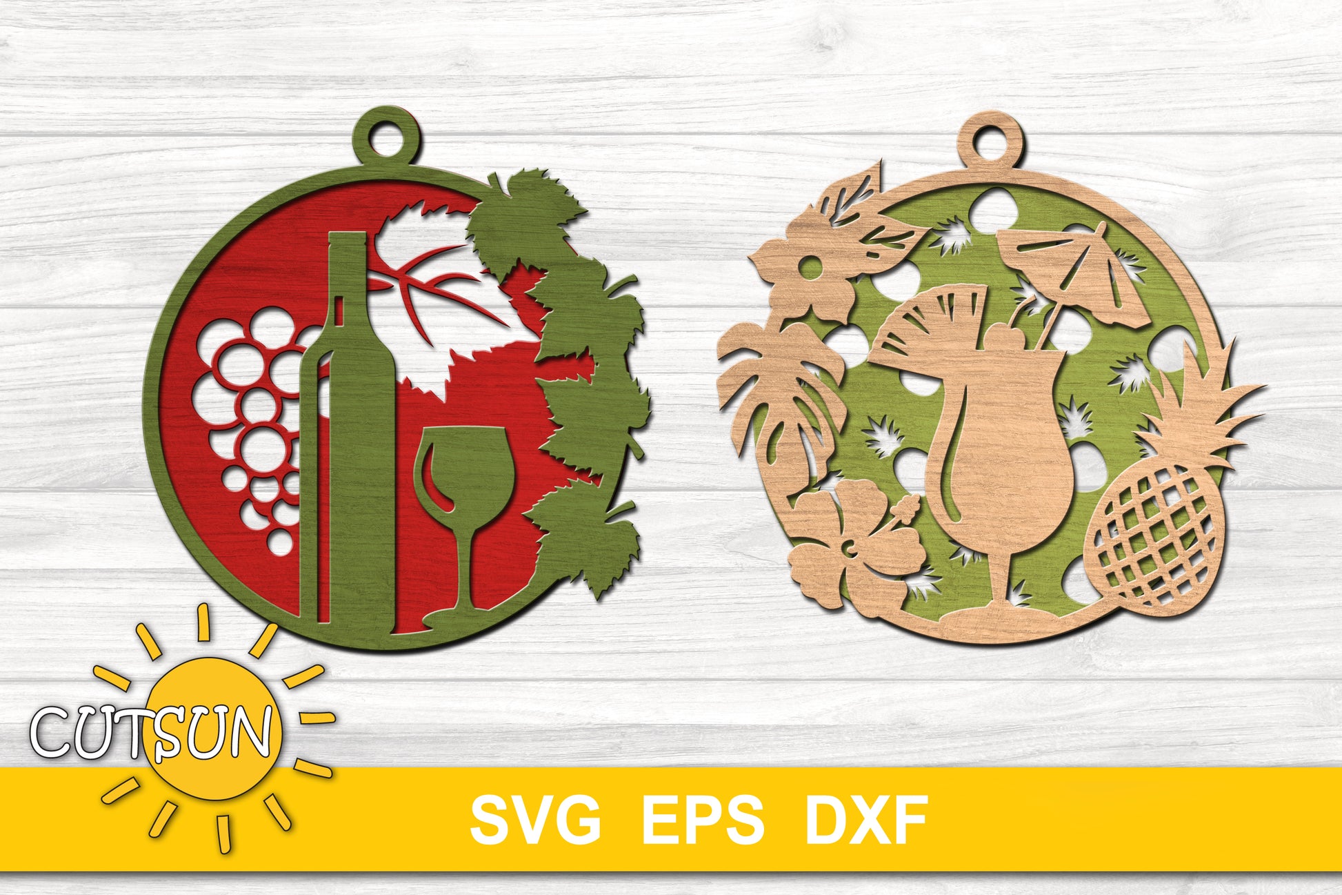 Drinks and Cocktails Christmas ornaments SVG bundle